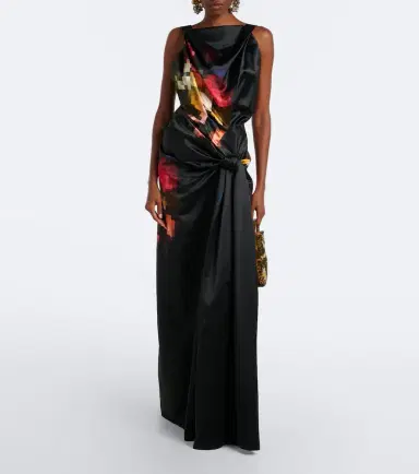 Dries Van Noten Draped printed silk satin gown | Thumbnail 5
