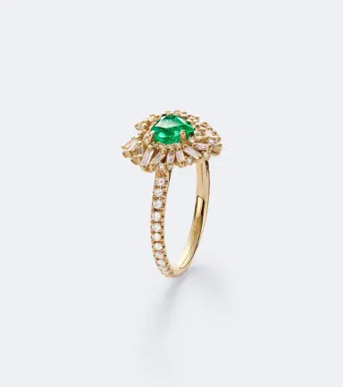 Suzanne Kalan 18kt gold ring with emerald and diamonds | Thumbnail 2 Suzanne Kalan 18kt gold ring with emerald and diamonds | Thumbnail 2