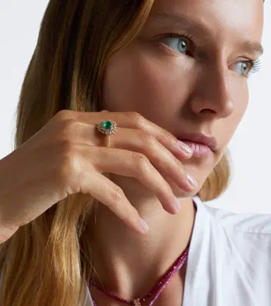 Suzanne Kalan 18kt gold ring with emerald and diamonds | Thumbnail 3 Suzanne Kalan 18kt gold ring with emerald and diamonds | Thumbnail 3