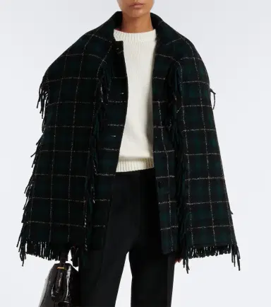 TOTEME Fringed checked wool-blend coat | Thumbnail 2 TOTEME Fringed checked wool-blend coat | Thumbnail 2