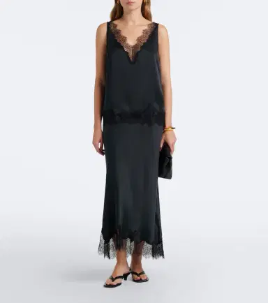 Velvet Kristin lace-trimmed silk maxi skirt | Thumbnail 4