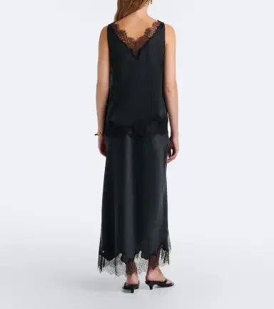 Velvet Kristin lace-trimmed silk maxi skirt | Thumbnail 5