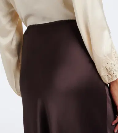 DÔEN Dôen Elowen lace-trimmed silk satin midi skirt | Thumbnail 3