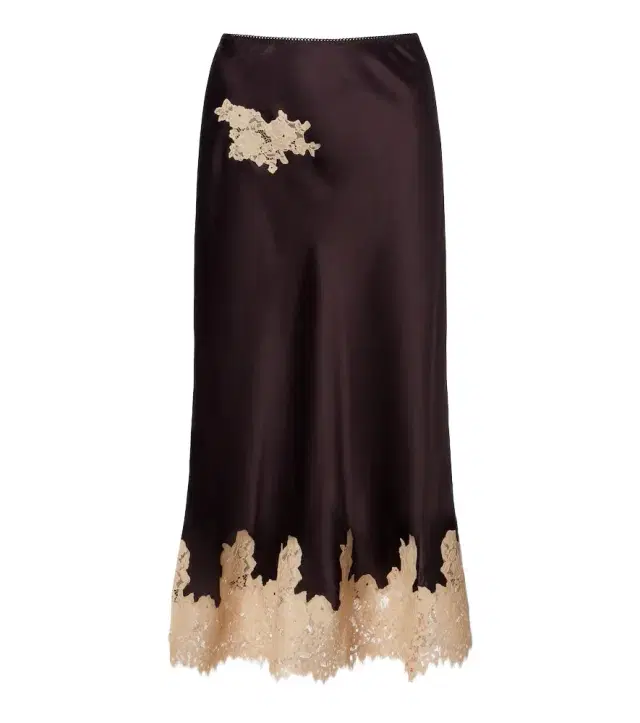 DÔEN Dôen Elowen lace-trimmed silk satin midi skirt