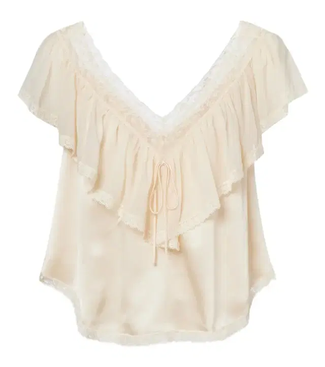DÔEN Dôen Yadira lace-trimmed ruffled silk blouse