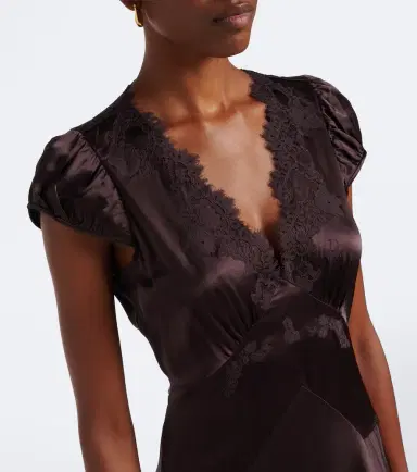 DÔEN Dôen Coraline lace-trimmed silk satin midi dress | Thumbnail 2 DÔEN Dôen Coraline lace-trimmed silk satin midi dress | Thumbnail 2