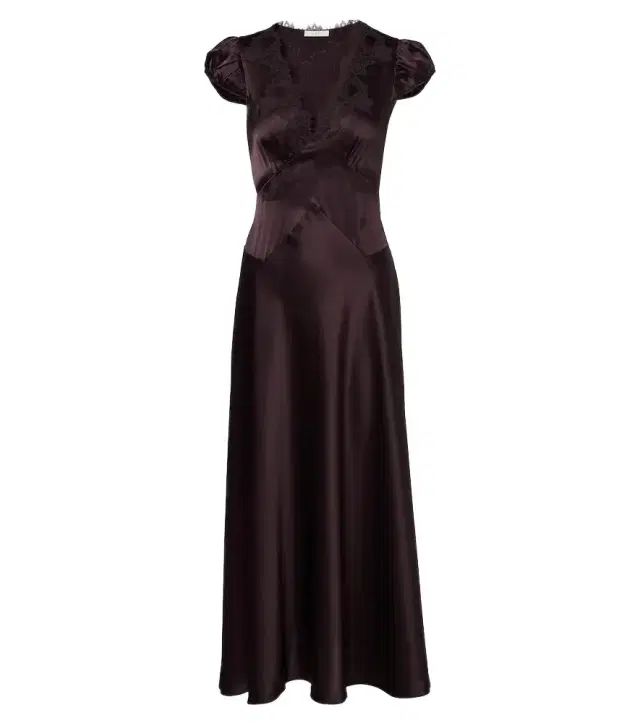 DÔEN Dôen Coraline lace-trimmed silk satin midi dress