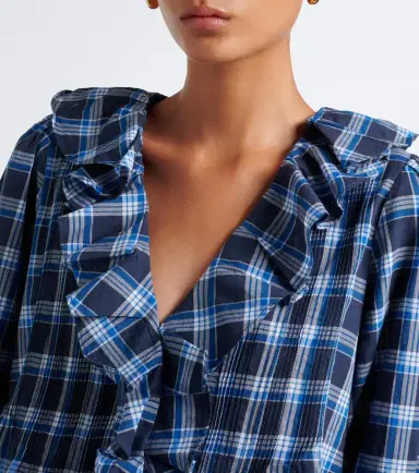 DÔEN Dôen Hardy plaid ruffled cotton blouse | Thumbnail 2 DÔEN Dôen Hardy plaid ruffled cotton blouse | Thumbnail 2