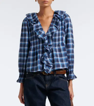 DÔEN Dôen Hardy plaid ruffled cotton blouse | Thumbnail 3 DÔEN Dôen Hardy plaid ruffled cotton blouse | Thumbnail 3