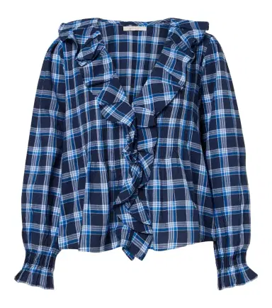 DÔEN Dôen Hardy plaid ruffled cotton blouse | Thumbnail 1 DÔEN Dôen Hardy plaid ruffled cotton blouse | Thumbnail 1
