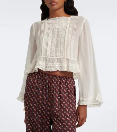 DÔEN Dôen Elodine lace-trimmed silk chiffon top | Thumbnail 4 DÔEN Dôen Elodine lace-trimmed silk chiffon top | Thumbnail 4