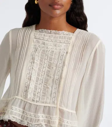 DÔEN Dôen Elodine lace-trimmed silk chiffon top | Thumbnail 6 DÔEN Dôen Elodine lace-trimmed silk chiffon top | Thumbnail 6