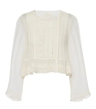 DÔEN Dôen Elodine lace-trimmed silk chiffon top | Thumbnail 1 DÔEN Dôen Elodine lace-trimmed silk chiffon top | Thumbnail 1
