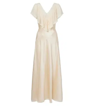 DÔEN Dôen Léoris lace-trimmed ruffled silk midi dress | Thumbnail 1 DÔEN Dôen Léoris lace-trimmed ruffled silk midi dress | Thumbnail 1