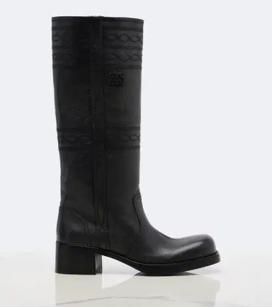 Miu Miu Embroidered leather knee-high boots | Thumbnail 2 Miu Miu Embroidered leather knee-high boots | Thumbnail 2