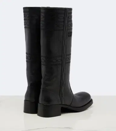 Miu Miu Embroidered leather knee-high boots | Thumbnail 3 Miu Miu Embroidered leather knee-high boots | Thumbnail 3
