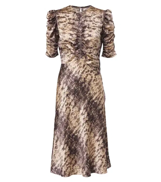 Isabel Marant Lemila ruched snake-print silk midi dress