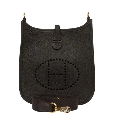 HERMÈS Hermes Evelyne TPM Bai Brun Clemence Gold Hardware | Thumbnail 1 HERMÈS Hermes Evelyne TPM Bai Brun Clemence Gold Hardware | Thumbnail 1