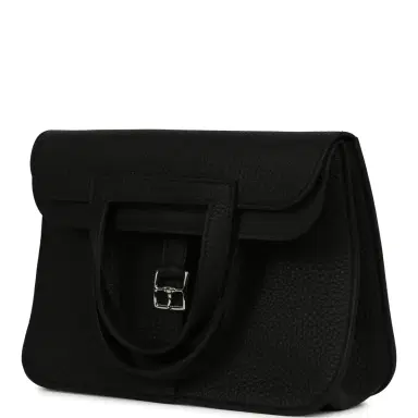 HERMÈS Hermes Halzan 25 Black Clemence Palladium Hardware | Thumbnail 2 HERMÈS Hermes Halzan 25 Black Clemence Palladium Hardware | Thumbnail 2