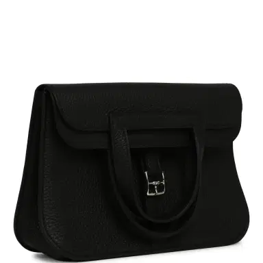 HERMÈS Hermes Halzan 25 Black Clemence Palladium Hardware | Thumbnail 3 HERMÈS Hermes Halzan 25 Black Clemence Palladium Hardware | Thumbnail 3