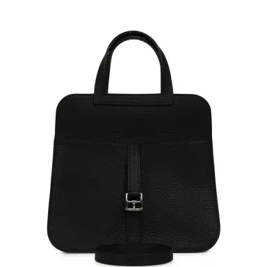 HERMÈS Hermes Halzan 25 Black Clemence Palladium Hardware | Thumbnail 7 HERMÈS Hermes Halzan 25 Black Clemence Palladium Hardware | Thumbnail 7