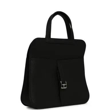 HERMÈS Hermes Halzan 25 Black Clemence Palladium Hardware | Thumbnail 9 HERMÈS Hermes Halzan 25 Black Clemence Palladium Hardware | Thumbnail 9
