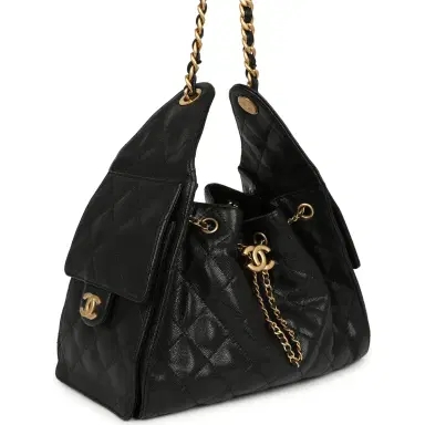 Chanel Pre-owned Chanel Mini 25 Hobo Bag Black Caviar Antique Gold Hardware | Thumbnail 2