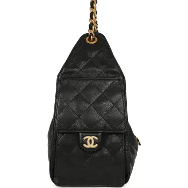 Chanel Pre-owned Chanel Mini 25 Hobo Bag Black Caviar Antique Gold Hardware | Thumbnail 3