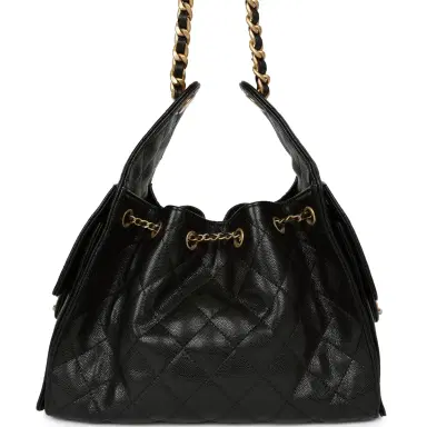 Chanel Pre-owned Chanel Mini 25 Hobo Bag Black Caviar Antique Gold Hardware | Thumbnail 4