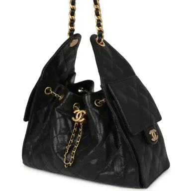Chanel Pre-owned Chanel Mini 25 Hobo Bag Black Caviar Antique Gold Hardware | Thumbnail 5