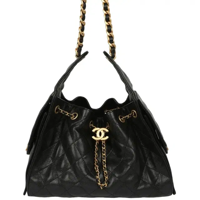 Pre-owned Chanel Mini 25 Hobo Bag Black Caviar Antique Gold Hardware Pre-owned Chanel Mini 25 Hobo Bag Black Caviar Antique Gold Hardware