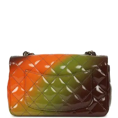 Chanel Pre-owned Chanel Mini Paris-Dakar "Sunset Rectangular Flap Bag Brown, Green, Orange Patent Light Gold Hardware | Thumbnail 4 Chanel Pre-owned Chanel Mini Paris-Dakar "Sunset Rectangular Flap Bag Brown, Green, Orange Patent Light Gold Hardware | Thumbnail 4