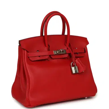 HERMÈS Pre-owned Hermes Birkin 25 Vermillion Swift Palladium Hardware | Thumbnail 2