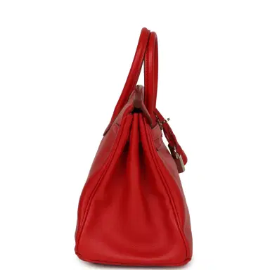 HERMÈS Pre-owned Hermes Birkin 25 Vermillion Swift Palladium Hardware | Thumbnail 3