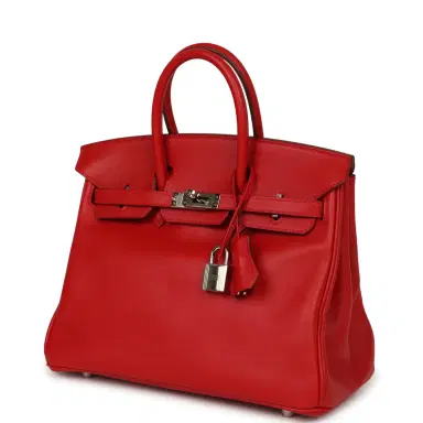 HERMÈS Pre-owned Hermes Birkin 25 Vermillion Swift Palladium Hardware | Thumbnail 5