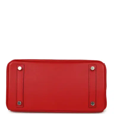 HERMÈS Pre-owned Hermes Birkin 25 Vermillion Swift Palladium Hardware | Thumbnail 6