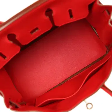 HERMÈS Pre-owned Hermes Birkin 25 Vermillion Swift Palladium Hardware | Thumbnail 8