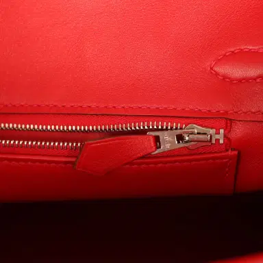 HERMÈS Pre-owned Hermes Birkin 25 Vermillion Swift Palladium Hardware | Thumbnail 9
