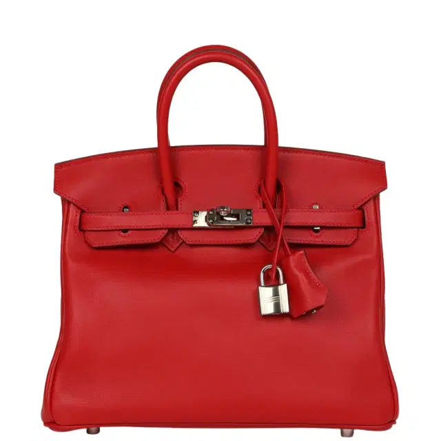 HERMÈS Pre-owned Hermes Birkin 25 Vermillion Swift Palladium Hardware