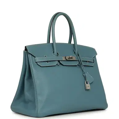 HERMÈS Pre-owned Hermes Birkin 35 Blue Jean Epsom Palladium Hardware | Thumbnail 2