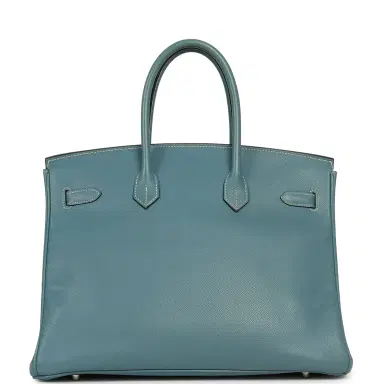 HERMÈS Pre-owned Hermes Birkin 35 Blue Jean Epsom Palladium Hardware | Thumbnail 4