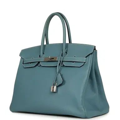 HERMÈS Pre-owned Hermes Birkin 35 Blue Jean Epsom Palladium Hardware | Thumbnail 5