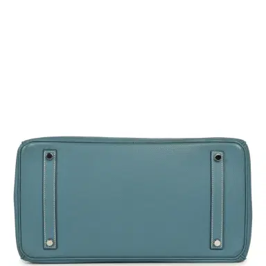 HERMÈS Pre-owned Hermes Birkin 35 Blue Jean Epsom Palladium Hardware | Thumbnail 6