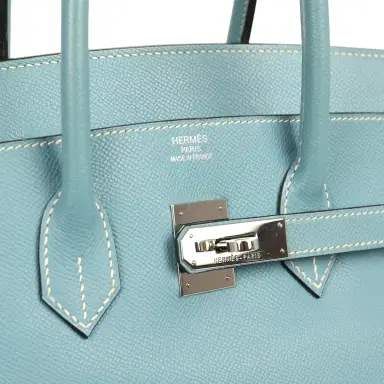 HERMÈS Pre-owned Hermes Birkin 35 Blue Jean Epsom Palladium Hardware | Thumbnail 7