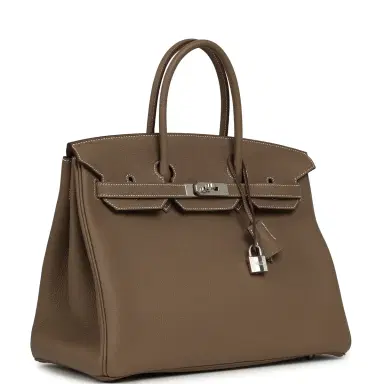 HERMÈS Pre-owned Hermes Birkin 35 Etoupe Togo Palladium Hardware | Thumbnail 2