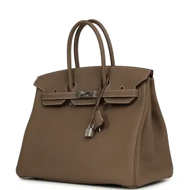 HERMÈS Pre-owned Hermes Birkin 35 Etoupe Togo Palladium Hardware | Thumbnail 5