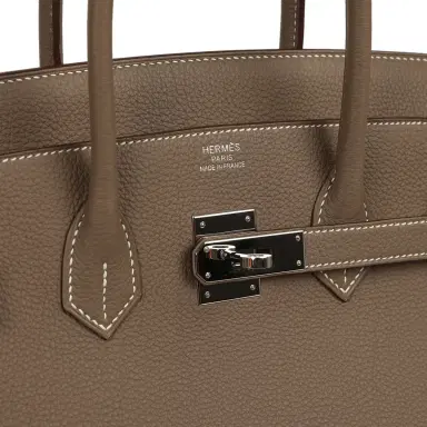 HERMÈS Pre-owned Hermes Birkin 35 Etoupe Togo Palladium Hardware | Thumbnail 7