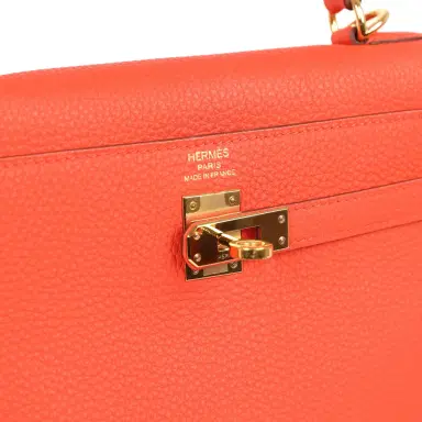 HERMÈS Pre-owned Hermes Kelly Retourne 25 Capucine Togo Gold Hardware | Thumbnail 7 HERMÈS Pre-owned Hermes Kelly Retourne 25 Capucine Togo Gold Hardware | Thumbnail 7