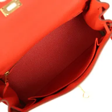 HERMÈS Pre-owned Hermes Kelly Retourne 25 Capucine Togo Gold Hardware | Thumbnail 8 HERMÈS Pre-owned Hermes Kelly Retourne 25 Capucine Togo Gold Hardware | Thumbnail 8
