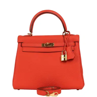 HERMÈS Pre-owned Hermes Kelly Retourne 25 Capucine Togo Gold Hardware | Thumbnail 1 HERMÈS Pre-owned Hermes Kelly Retourne 25 Capucine Togo Gold Hardware | Thumbnail 1